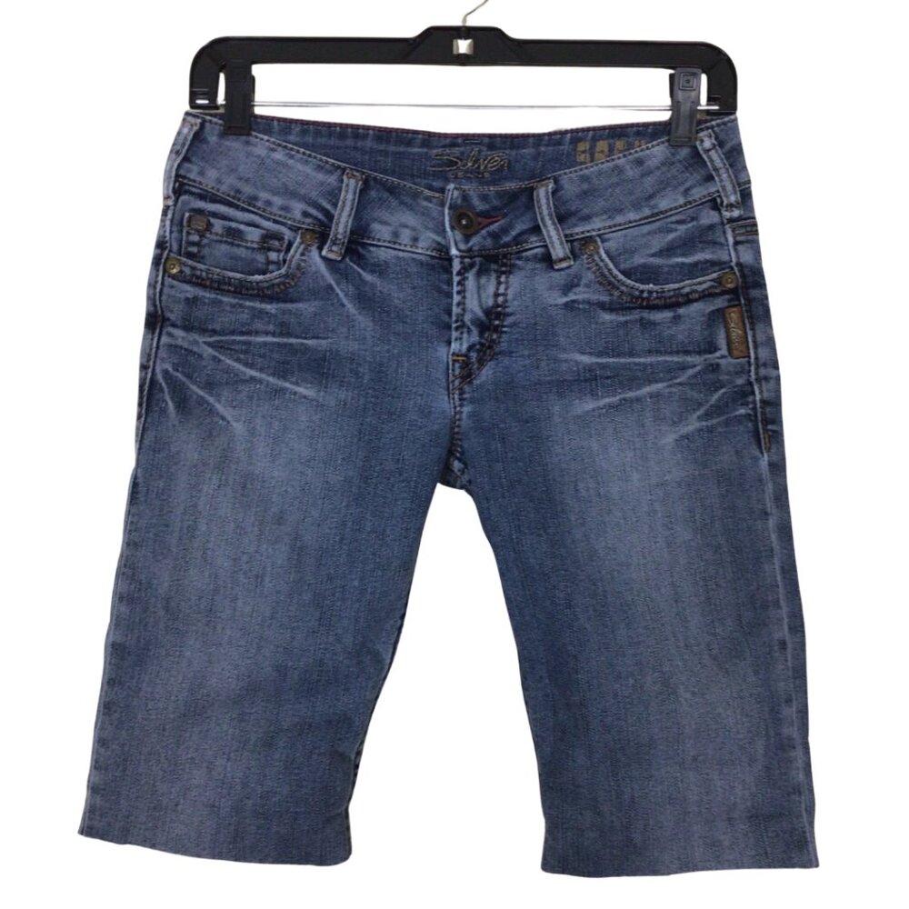 Silver Jeans Shorts Women’s 27 Blue Sasha Cut Off Jean Jorts Denim Stretch